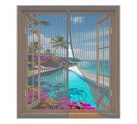 Mosquitera Magnetica para Ventanas 50 x 130 cm Fácil Instalación sin Taladrar, Fácil de Limpiar Pegajoso Cortina Pantalla para Todas Las Ventanas, Gris