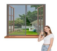 Mosquitera Magnética Ventana 105 x 115 cm Protección Anti-Mosquitos Cortina Mosquitera Magnética Cierre Magnético Automático para Ventana Autoadhesiva Ventanas, Gris