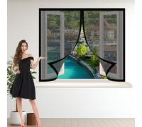 Mosquitera Magnética Ventana 110 x 150 cm Instalación Fácil sin Taladrar Cortina Mosquitera Magnética Alta Transpirabilidad para Ventana Autoadhesiva Ventanas, Negro