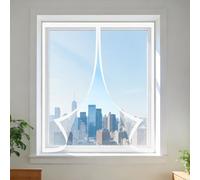 Mosquitera Magnetica Ventana 110 x 150 cm sin Taladrar Ni Atornillar Cortinas Mosquitera Ventana Fácil Instalación Adhesiva para Balcón Corredera Terraza, Blanco