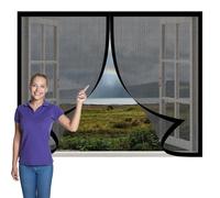 Mosquitera Magnetica Ventana 125 x 165 cm Imanes Se Cierran Automáticamente Mosquiteras Fácil de Limpiar para Ventana de Bricolaje para Caseras Oficina, Negro
