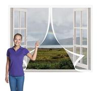 Mosquitera Magnetica Ventana 130 x 135 cm Imanes Se Cierran Automáticamente Mosquiteras Fácil de Limpiar para Ventana de Bricolaje para Caseras Oficina, Blanco