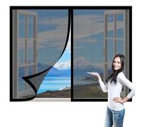 Mosquitera Magnetica Ventana 50 x 130 cm Imanes Se Cierran Automáticamente Pantalla Magnética Ajustable Ventana de Bricolaje Lavables para Todas Las Ventanas, Negro