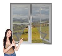 Mosquitera Magnetica Ventana 60 x 120 cm Mantiene Insectos, Moscas y Mosquitos Fuera Mosquitera Ajustable Ventanas Fácil de Ensamblar Autoadhesivo para Todas Las Ventanas, Gris