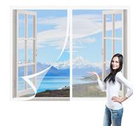Mosquitera Magnetica Ventana 75 x 110 cm Imanes Se Cierran Automáticamente Pantalla Magnética Ajustable Ventana de Bricolaje Lavables para Todas Las Ventanas, Blanco