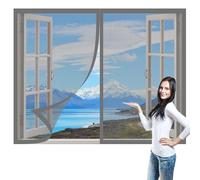 Mosquitera Magnetica Ventana 85 x 145 cm Imanes Se Cierran Automáticamente Pantalla Magnética Ajustable Ventana de Bricolaje Lavables para Todas Las Ventanas, Gris