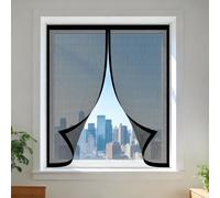 Mosquitera Magnetica Ventana 95 x 125 cm sin Taladrar Ni Atornillar Cortinas Mosquitera Ventana Fácil Instalación Adhesiva para Balcón Corredera Terraza, Negro