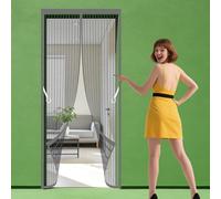 Mosquitera para Puerta 104 x 234 cm Varios Tallas Cortina Mosquitera Puerta Exterior Resistente para Balcón Corredera de Patio, Gris