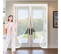 Mosquitera para Puerta 120 x 150 cm Varios Tallas, Cierre Automático, No Requiere Herramientas, Mantiene El Aire Fresco Mosquitera para Puertas para Sala de Estar, Patio, Blanco