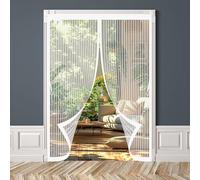 Mosquitera para Puerta 90 x 190 cm Cierre Automático de Arriba a Abajo, Mantiene El Aire Fresco Dentro y Los Bichos Fuera Puerta de Malla Magnética para Sala de Estar, Patio, Blanco