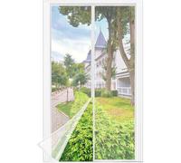 Mosquitera para puerta de balcón, con cierre magnético y cinta adhesiva, para protección contra insectos, de 80 x 200 cm, color blanco