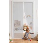 Mosquitera para Puertas 100 x 160 cm Kit de Instalación Completo Cortina Mosquitera Puerta Montaje Fácil de Pegar Proteger a su Familia Tallas a Medida, Blanco