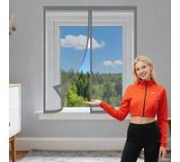 Mosquitera para Ventana 90 x 110 cm Protección Contra Mosquitos y Moscas Window Mosquito Net Fácil Instalación Adhesiva para Balcón Corredera Terraza, Gris