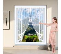 Mosquitera para Ventana 90 x 110 cm Varios Tallas, Cierre Automático, No Requiere Herramientas, Mantiene El Aire Fresco Mosquitera para Ventana para Todas Las, Blanco