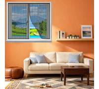 Mosquitera para Ventana Autoadhesiva 100 x 120 cm sin Taladrar Cierre Automático Mosquitera para Ventanas de Aluminio Que Entre Aire Fresco para Ventanas Balcón Patio, Negro
