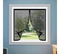 Mosquitera para Ventana Autoadhesiva 125 x 165 cm Protección Contra Mosquitos y Moscas Mosquitera Ventana Magnetica Fácil de Ensamblar Autoadhesivo para Todas Las Ventanas, Negro