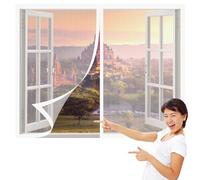 Mosquitera para Ventana Autoadhesiva 50 x 120 cm Imanes Se Cierran Automáticamente Mosquitera Magnética Ventanas Fácil de Limpiar para Balcón Corredera Terraza, Blanco