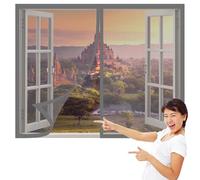 Mosquitera para Ventana Autoadhesiva 75 x 115 cm Imanes Se Cierran Automáticamente Mosquitera Magnética Ventanas Fácil de Limpiar para Balcón Corredera Terraza, Gris