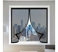 Mosquitera para Ventanas 105 x 115 cm sin Taladrar Ni Atornillar Mosquitera Ventana Magnetica Lavables para Todas Las Ventanas Interiores y Exteriores, Negro