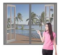Mosquitera para Ventanas 110 x 145 cm Imanes Se Cierran Automáticamente Mosquitera Ajustable Ventanas Fácil de Ensamblar Autoadhesivo Adecuada para Decoración Del Hogar, Gris