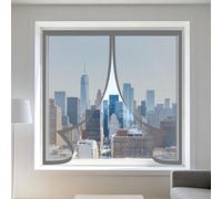 Mosquitera para Ventanas 125 x 165 cm sin Taladrar Ni Atornillar Mosquitera Ventana Magnetica Lavables para Todas Las Ventanas Interiores y Exteriores, Gris