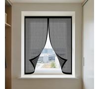 Mosquitera para Ventanas 50 x 120 cm Imanes Se Cierran Automáticamente Cortinas Mosquitera Ventana Fácil de Ensamblar Autoadhesivo para Balcón Corredera Terraza, Negro