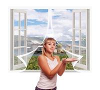 Mosquitera para Ventanas 50 x 120 cm Imanes Se Cierran Automáticamente Mosquitera Ventanas Adhesiva Lavables para Ventana de Bricolaje para Caseras Oficina, Blanco