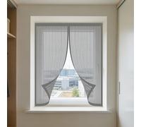 Mosquitera para Ventanas 60 x 120 cm Imanes Se Cierran Automáticamente Cortinas Mosquitera Ventana Fácil de Ensamblar Autoadhesivo para Balcón Corredera Terraza, Gris