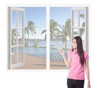 Mosquitera para Ventanas 85 x 145 cm Imanes Se Cierran Automáticamente Mosquitera Ajustable Ventanas Fácil de Ensamblar Autoadhesivo Adecuada para Decoración Del Hogar, Blanco