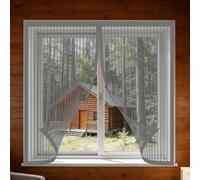 Mosquitera para Ventanas 85 x 145 cm Imanes Se Cierran Automáticamente Window Mosquito Net Fácil de Limpiar para Todas Las Ventanas Interiores y Exteriores, Gris