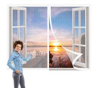 Mosquitera para Ventanas de Aluminio 172 x 101 cm sin Taladrar Cortina de Ventana Magnética Tela Mosquiteras de Ventanas para Marco de, Blanco