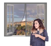 Mosquitera para Ventanas Magnéticas 125 x 125 cm sin Taladrar Ni Atornillar Mosquitera sin Taladrar Lavables para Exterior Jardín Balcón Salón Casa Tienda, Gris