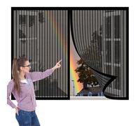 Mosquitera para Ventanas Magneticas 173 x 198 cm sin Taladrar Magnetica Imantada Exterior Corredera Repelente de Mosquitos Reforzada para Ventanas de Puertas de Cortina, Negro