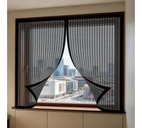 Mosquitera para Ventanas Magnéticas 95 x 95 cm Protección Contra Mosquitos y Moscas Mosquiteras Lavables para Ventana de Bricolaje para Caseras Oficina, Negro