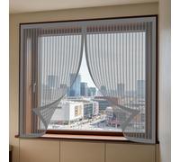 Mosquitera para Ventanas Magnéticas 95 x 95 cm Protección Contra Mosquitos y Moscas Mosquiteras Lavables para Ventana de Bricolaje para Caseras Oficina, Gris
