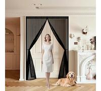 Mosquitera Puerta 110 x 150 cm Transpirables Antimosquitos, Sin Taladros, Magnético Automático, Con Velcra, Cortinas para Puertas Exteriores para Pasillos Balcn Puertas, Negro