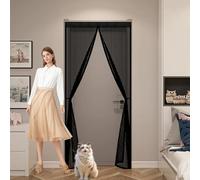 Mosquitera Puerta 120 x 150 cm Transpirables Antimosquitos, Sin Taladros, Magnético Automático, Con Velcra, Tela Mosquitera para Puerta para Pasillos Balcn Puertas, Negro