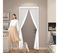 Mosquitera Puerta 120 x 150 cm Transpirables Antimosquitos, Sin Taladros, Magnético Automático, Con Velcra, Tela Mosquitera para Puerta para Pasillos Balcn Puertas, Blanco