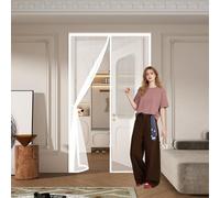 Mosquitera Puerta 90 x 190 cm Transpirables Antimosquitos, Sin Taladros, Magnético Automático, Con Velcra, Malla Ultrafina Antimosquitos para Pasillos Balcn Puertas, Blanco