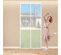 Mosquitera Puerta Magnetica 100 x 160 cm Cierre Automático Resistente Cortina Mosquitera Puerta Fácil Instalación sin Taladrar para Exterior Cocina Balcón y Patio, Blanco