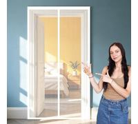 Mosquitera Puerta Magnetica 100 x 170 cm Mantiene El Aire Fresco Dentro y Los Bichos Fuera, Cinta Mágica, Imanes Cierre Automático, Cortina Magnética para Puertas para Balcón/Patio, Blanco