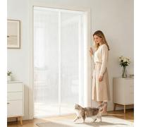 Mosquitera Puerta Magnética 120 x 185 cm Adsorción Magnética Plegable Fácil de Instalar Cortina Protección Contra Insectos para Puertas de Salón Balcón Corredor, Blanco