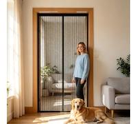 Mosquitera Puerta Magnética 120 x 185 cm Mantiene El Aire Fresco Dentro y Los Bichos Fuera Mosquitera Puerta a Prueba de Gatos para Puertas de Salón Balcón Corredor, Negro
