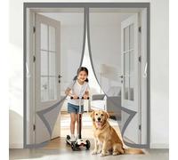 Mosquitera Puerta Magnetica 120 x 195 cm Malla Ultrafina, Transpirables, Fácil Instalación Adhesiva Magnético Cortina para Protección Contra Insectos para Salón, Balcón, Gris