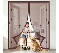 Mosquitera Puerta Magnetica 120 x 195 cm Malla Ultrafina, Transpirables, Fácil Instalación Adhesiva Magnético Cortina para Protección Contra Insectos para Salón, Balcón, Marrón