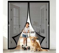 Mosquitera Puerta Magnetica 120 x 195 cm Malla Ultrafina, Transpirables, Fácil Instalación Adhesiva Magnético Cortina para Protección Contra Insectos para Salón, Balcón, Negro