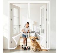 Mosquitera Puerta Magnetica 120 x 195 cm Malla Ultrafina, Transpirables, Fácil Instalación Adhesiva Magnético Cortina para Protección Contra Insectos para Salón, Balcón, Blanco