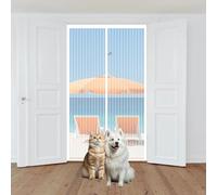 Mosquitera Puerta Magnética 120 x 195 cm Transpirables Antimosquitos, Sin Taladros, Magnético Automático, Con Velcra, Puerta de Malla Magnética para Ventanas y Balcón, Blanco