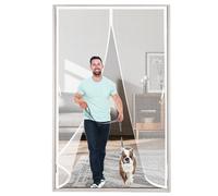 Mosquitera Puerta Magnetica 125 x 200 cm con Imanes, Cierra Automáticamente Cortina Magnética Fácil de Instalar, Antimosquitos, Malla Fina para Puerta Doble Balcón, Blanco