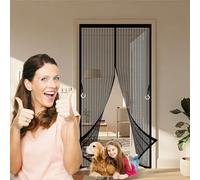Mosquitera Puerta Magnetica 130 x 130 cm Contra Respirable, con Imanes Mosquiteras Magnéticas Fácil de Instalar, Antimosquitos, Malla Fina Corredera de Patio, Negro